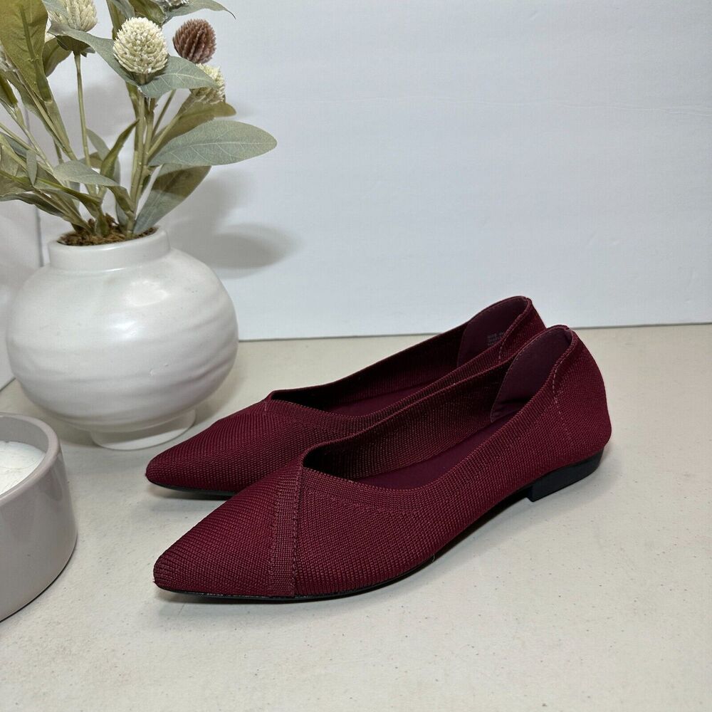 Mia Aurrora Flyknit Flat Burgundy Pointed Toe Shoes Women's 6M QI00183SF NWOB - Picture 3 of 8